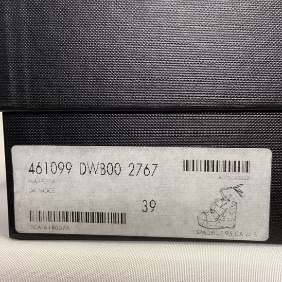 Saint Laurent Leather Espadrille Wedge Brown Sz 39 - Picture 11 of 11